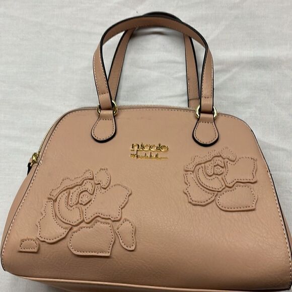 Nicole Miller Handbag Tote Embossed Floral Pattern - Picture 2 of 12